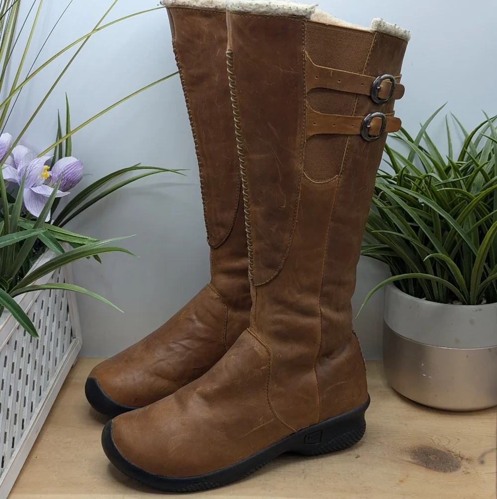 Keen Bern Baby Bern Brown Leather Women's Size 5 Tall Boots Youth 3/3.5